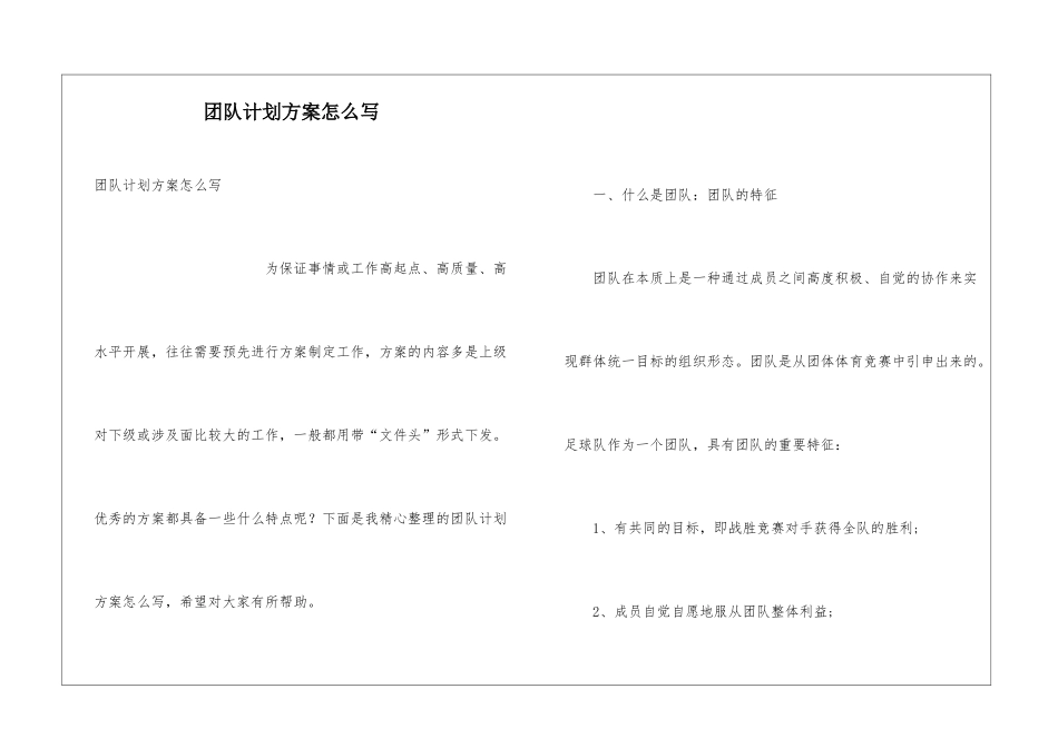 团队计划方案怎么写_第1页