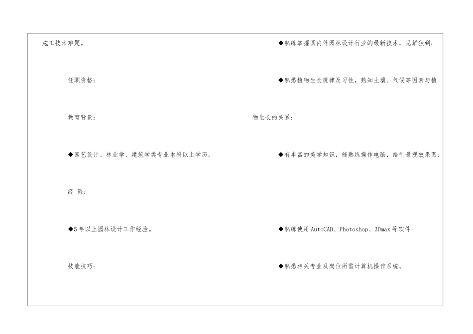园林工程师岗位说明书--_第2页