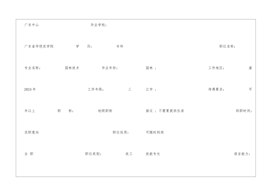园林技术简历_第2页