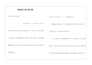 园长的工作计划5篇