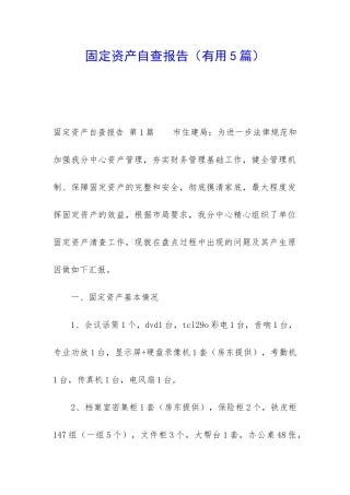 固定资产自查报告