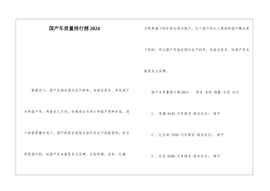 国产车质量排行榜2024_第1页
