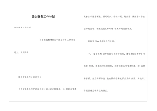国企财务工作计划