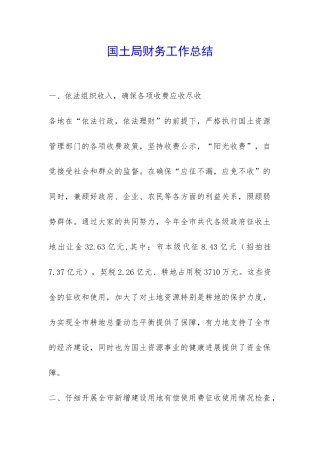 国土局财务工作总结-