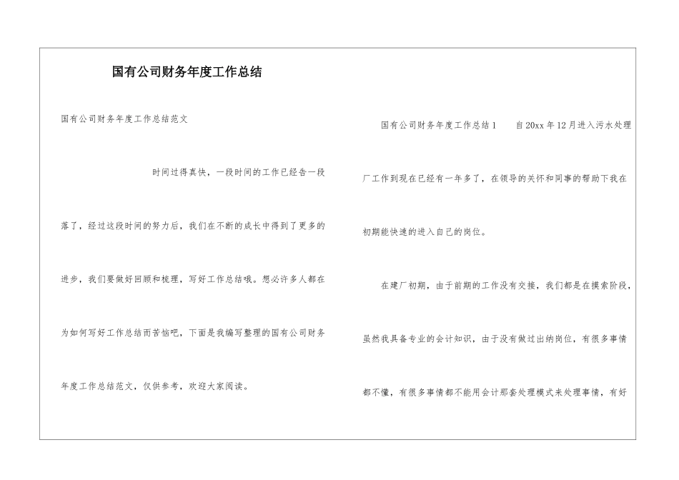国有公司财务年度工作总结_第1页