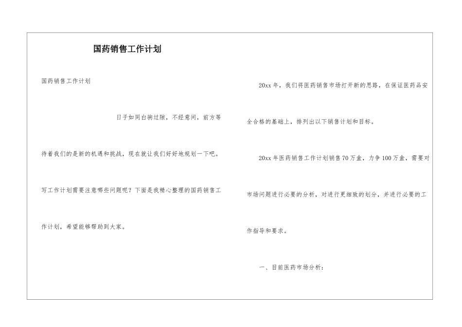 国药销售工作计划_第1页