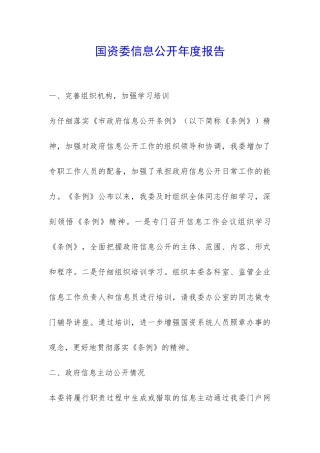 国资委信息公开年度报告-