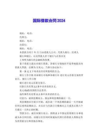 国际借款合同2024