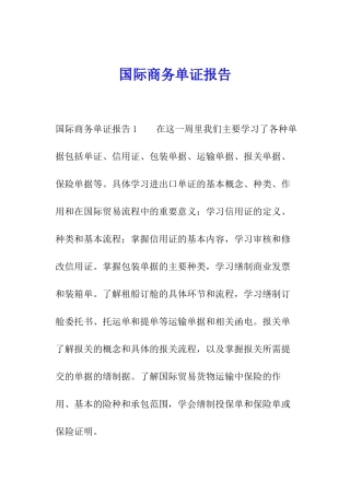 国际商务单证报告