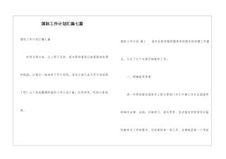 国际工作计划汇编七篇
