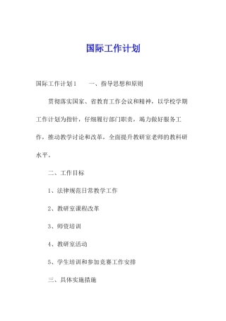 国际工作计划