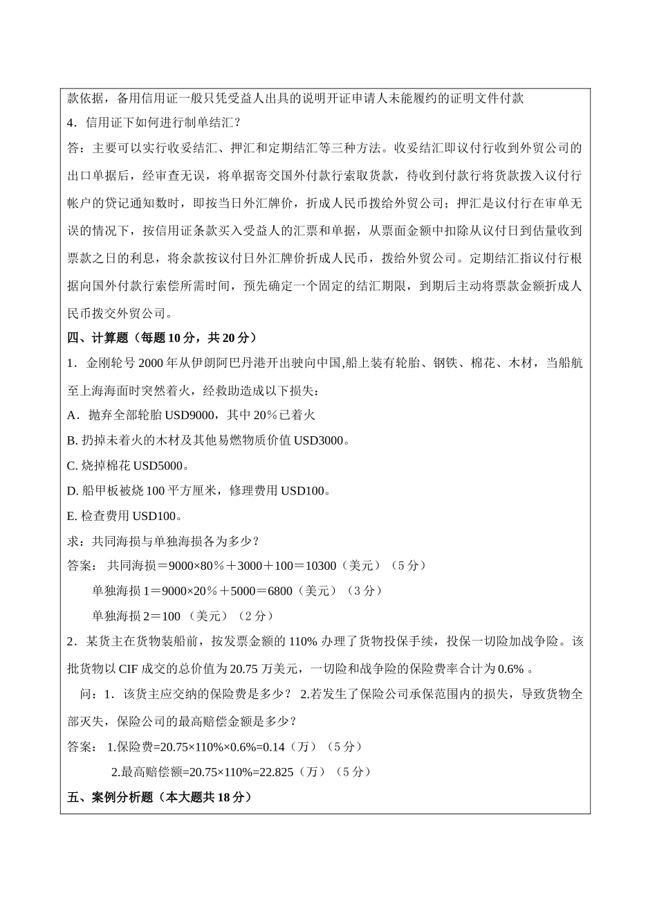 国际贸易实务A卷答案-成人高等教育、网络教育_第2页