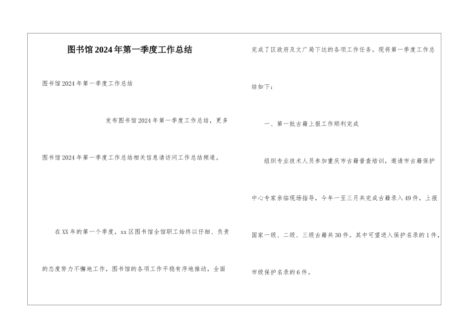 图书馆2024年第一季度工作总结_第1页