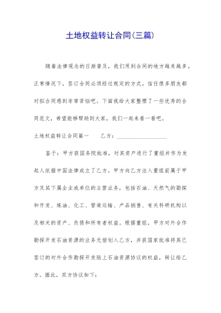 土地权益转让合同