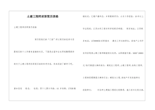 土建工程师求职简历表格