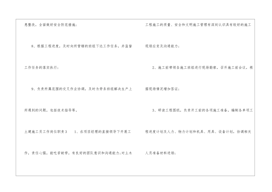 土建施工员工作岗位职责_第3页
