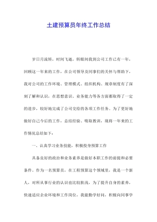 土建预算员年终工作总结