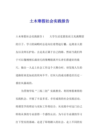 土木寒假社会实践报告
