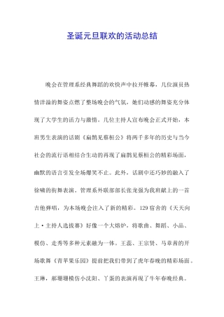 圣诞元旦联欢的活动总结