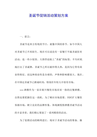 圣诞节促销活动策划方案