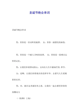 圣诞节晚会串词