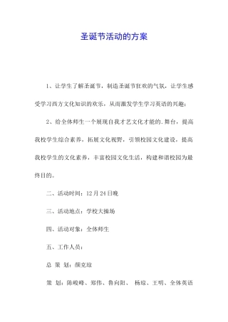圣诞节活动的方案