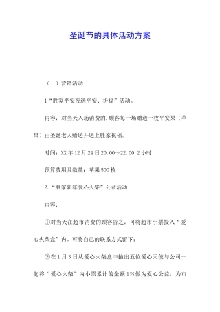 圣诞节的具体活动方案