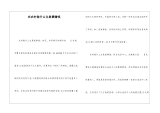 在农村做什么生意最赚钱