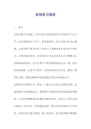 在岗实习报告-