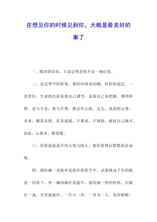 在想见你的时候见到你-大概是最美好的事了