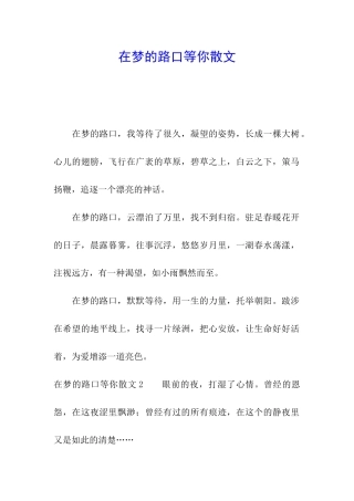 在梦的路口等你散文