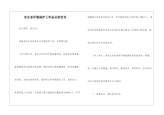在生态环境保护工作会议的发言