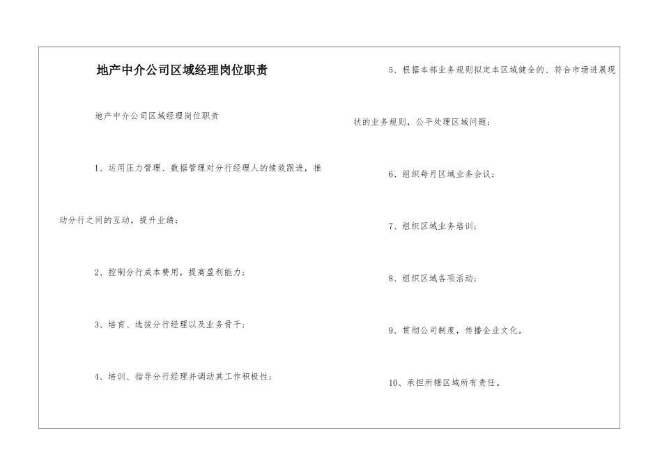 地产中介公司区域经理岗位职责--_第1页