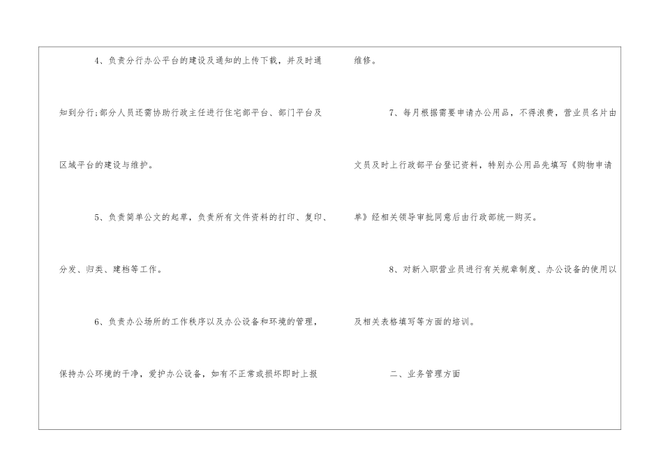地产后勤支援部行政文员岗位职责--_第2页