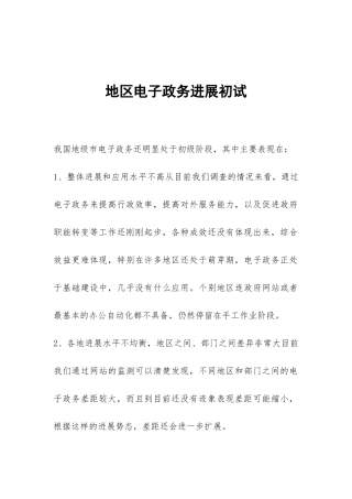 地区电子政务发展初试