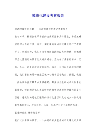 城市化建设考察报告-