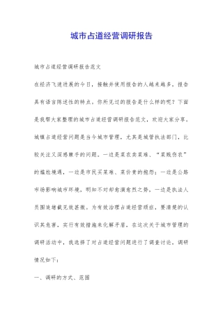 城市占道经营调研报告-