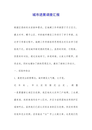 城市发展调查汇报-