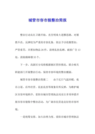 城管市容市貌整治简报