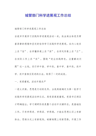 城管部门科学发展观工作总结-