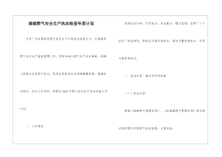 城镇燃气安全生产执法检查年度计划