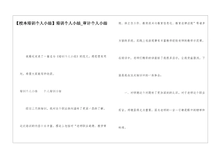 培训个人小结审计个人小结