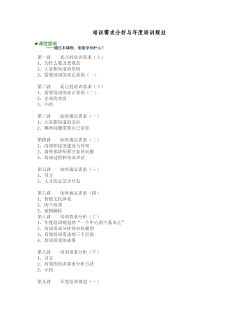 培训需求分析与年度培训规划