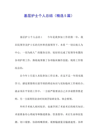 基层护士个人总结