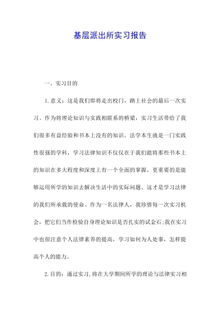 基层派出所实习报告