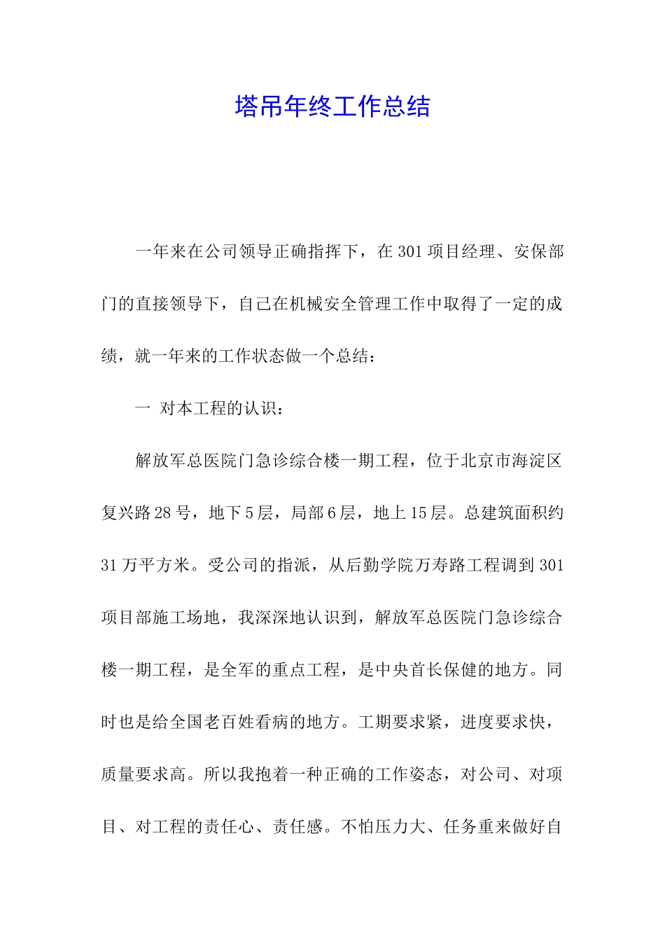 塔吊年终工作总结_第1页