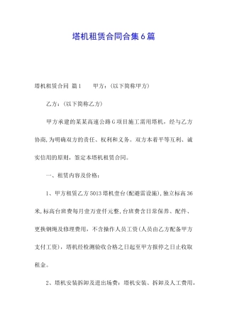 塔机租赁合同合集6篇