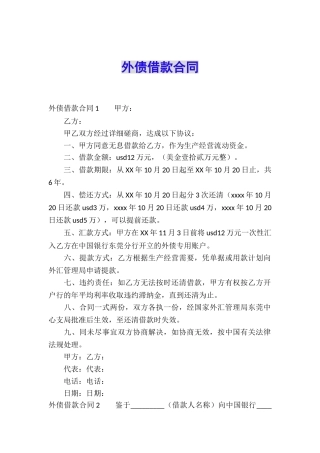 外债借款合同