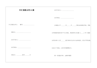 外汇借款合同15篇