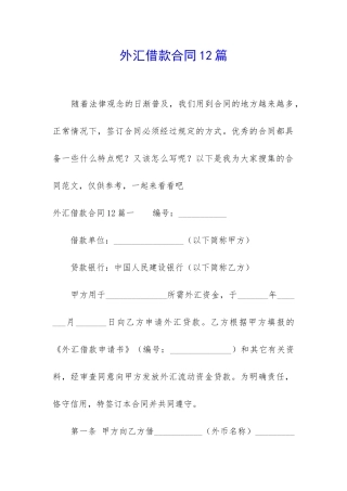 外汇借款合同12篇